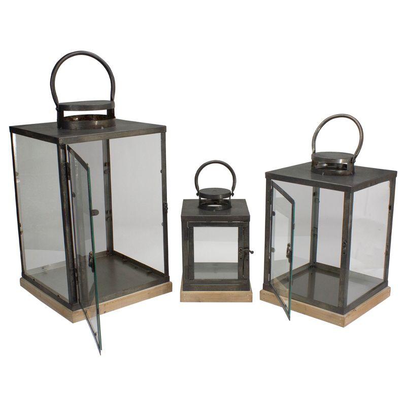 Winter Glass and Metal Hanging Candle Lantern