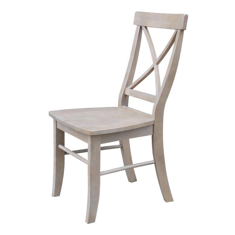 Set of 2 X Back Chairs with Solid Wood Seat Washed Gray/Taupe - International Concepts