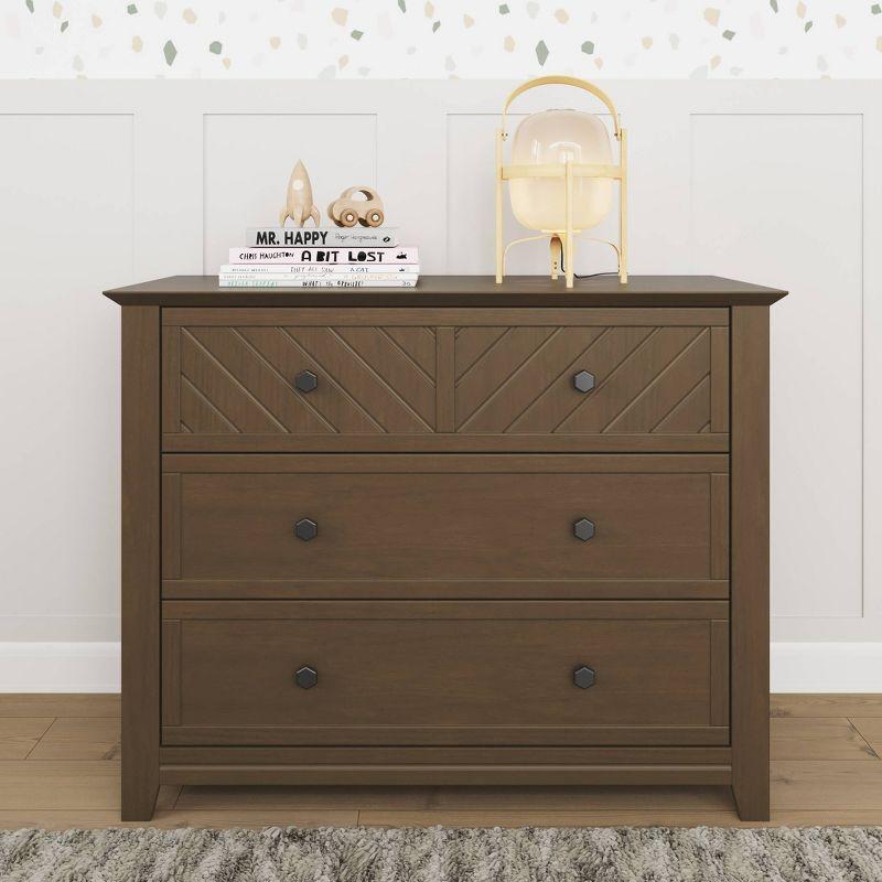 Atwood Cocoa Bean 3-Drawer Nursery Dresser with Chevron Pattern