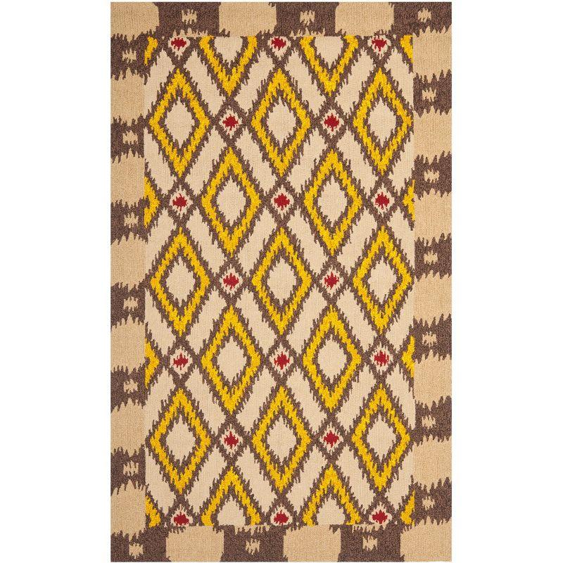 Handmade Red and Yellow Floral Rectangular Area Rug