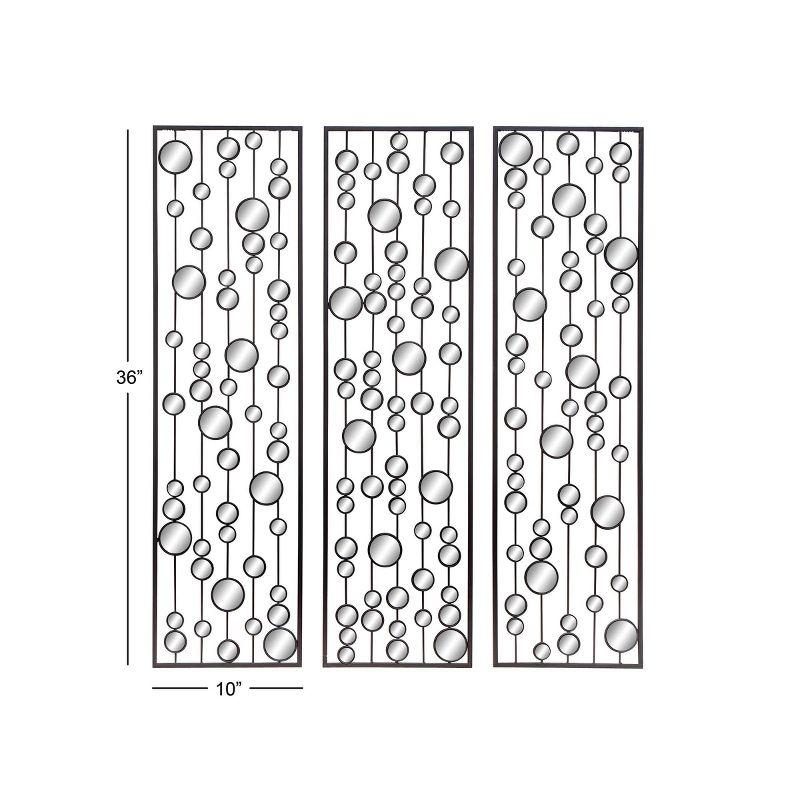 Mercer41 Metal Geometric Black Wall Decor with Round Mirror Accents Set