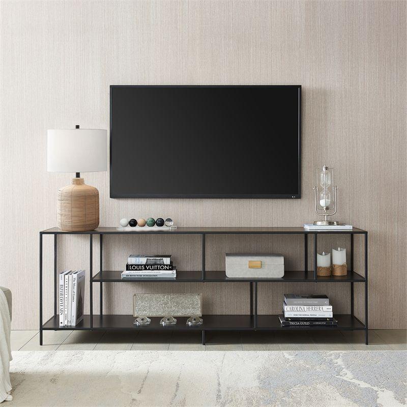 70" Black Bronze TV Stand with Metal Shelves - Henn&Hart