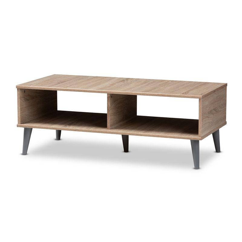 Pierre Oak Brown and Gray Mid-Century Modern Coffee Table