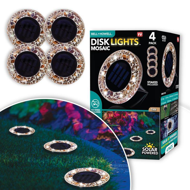 Bell + Howell Bell+howell Disk Lights Solar Ground Lights Mosaic Wireless Auto On/off Solar Pathway Garden Outdoor Lighting With 6 Led Bulbs For Lawn, Patio, Garden, Yard, Pathways Waterproof, 4 Pack - Blue & Reviews | Wayfair