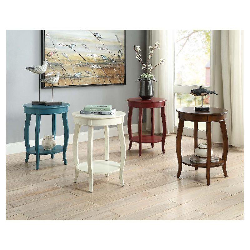 Aberta Round Off-White Wood End Table