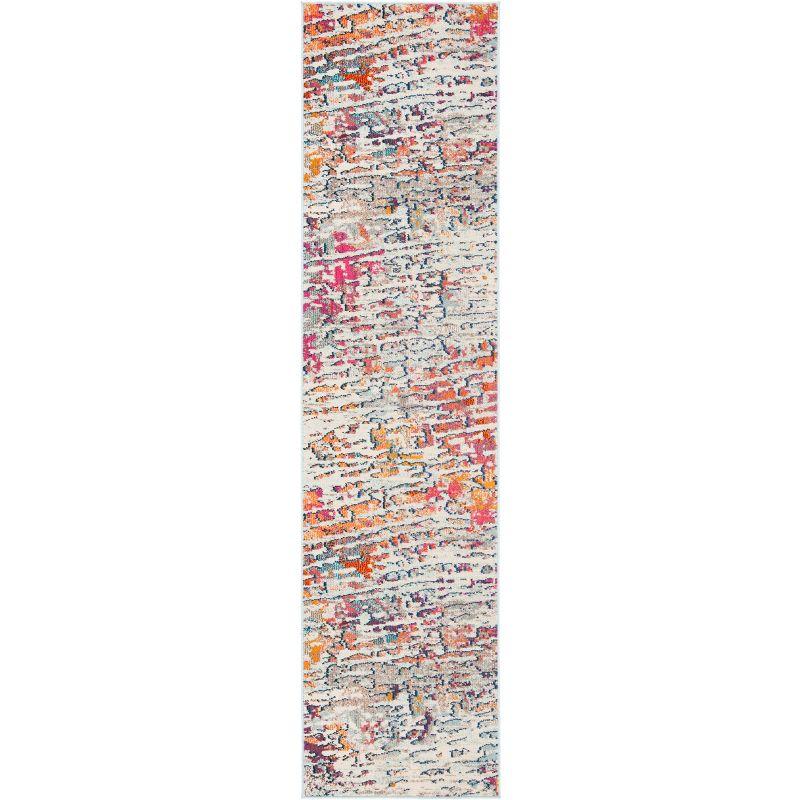 Madison MAD454 Power Loomed Indoor Runner Rug - Light Blue/Orange - 2'2"x6' - Safavieh