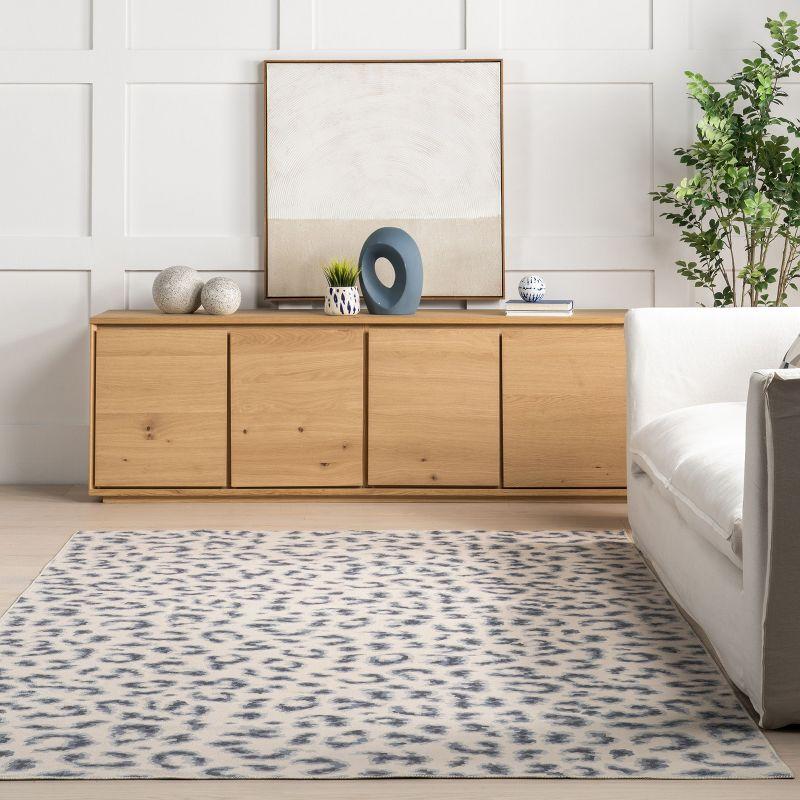 Nuloom Mason Machine Washable Contemporary Leopard Print Indoor Area Rug 6' in Blue Square