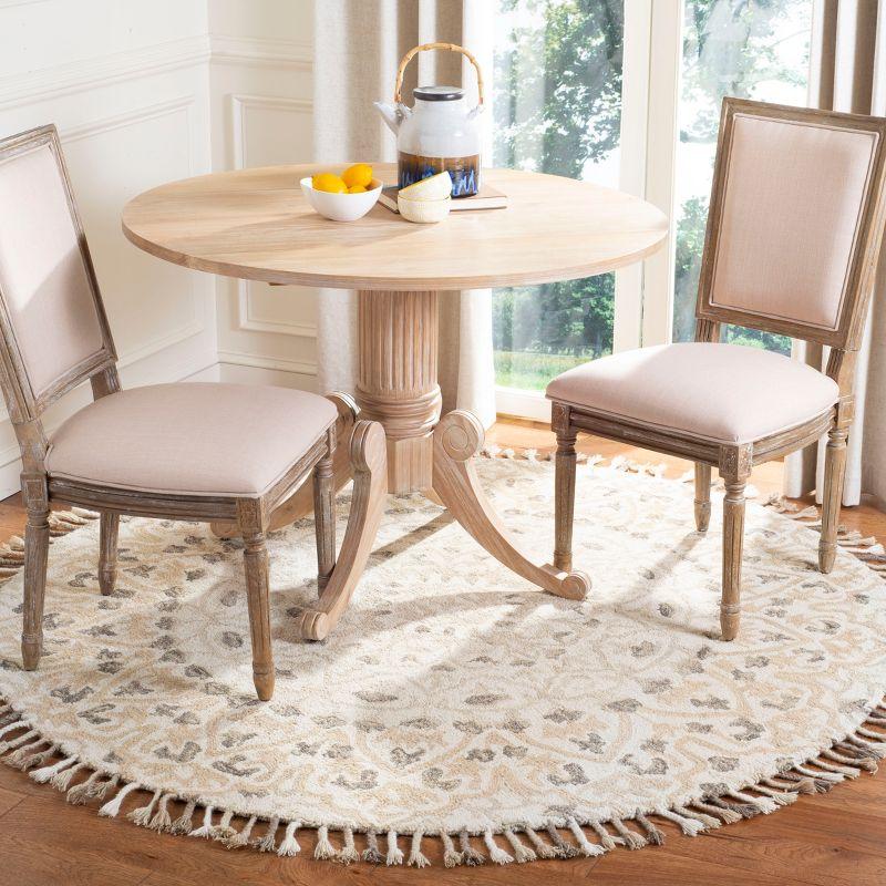 Blossom BLM459 Hand Tufted Indoor Area Rug - Ivory/Taupe - 6' Round - Safavieh