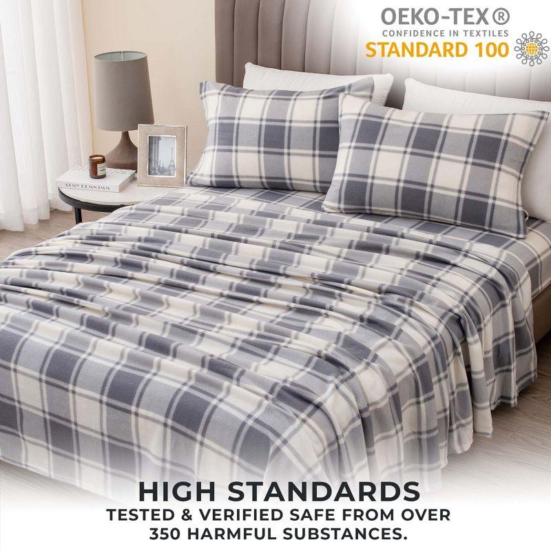 Soft Polar Fleece Plaid Sheet Set - Great Bay Home