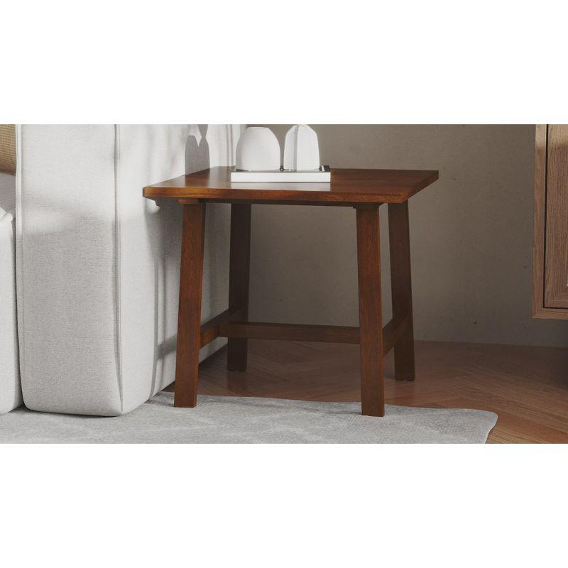 Taylor & Logan Cammie End Table Rustic Brown: Solid Wood, Trestle Base, 19.75" Height