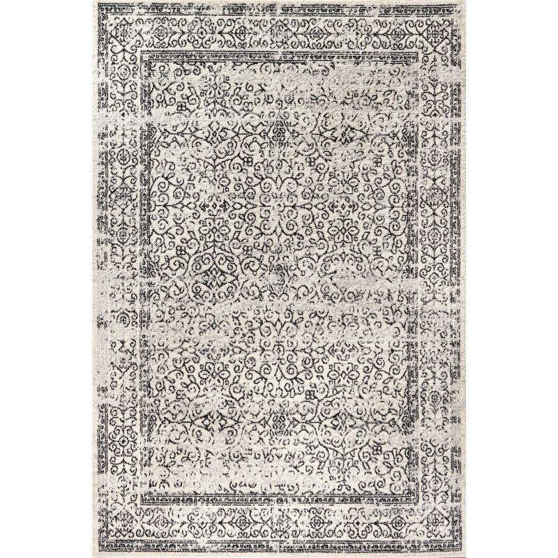 4'x6' Ferro Filigree Charcoal Black and White Area Rug, Gray/Black - JONATHAN Y