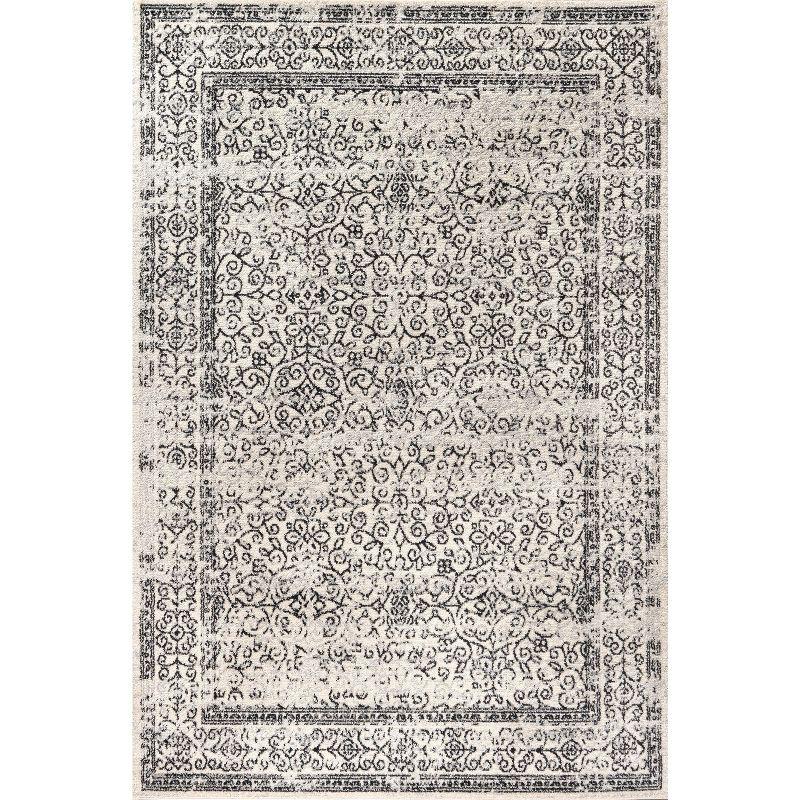 Mediterranean Charm Easy-Care Gray/Black Synthetic Area Rug