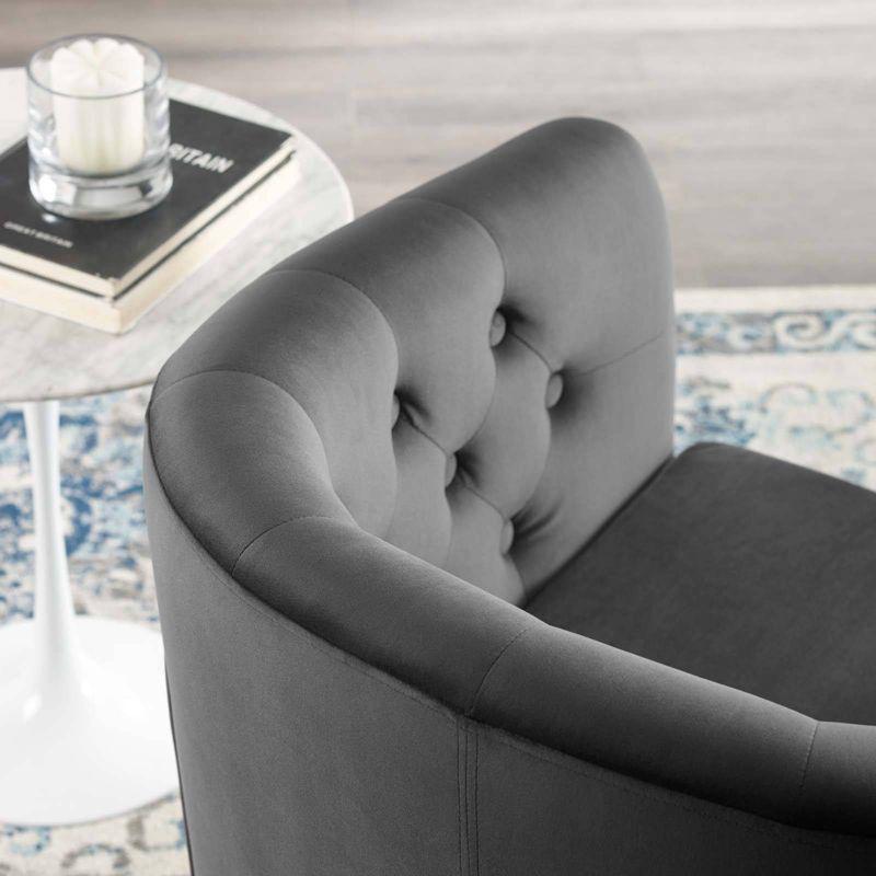 Prospect Tufted Performance Velvet Swivel Armchair Charcoal - Modway