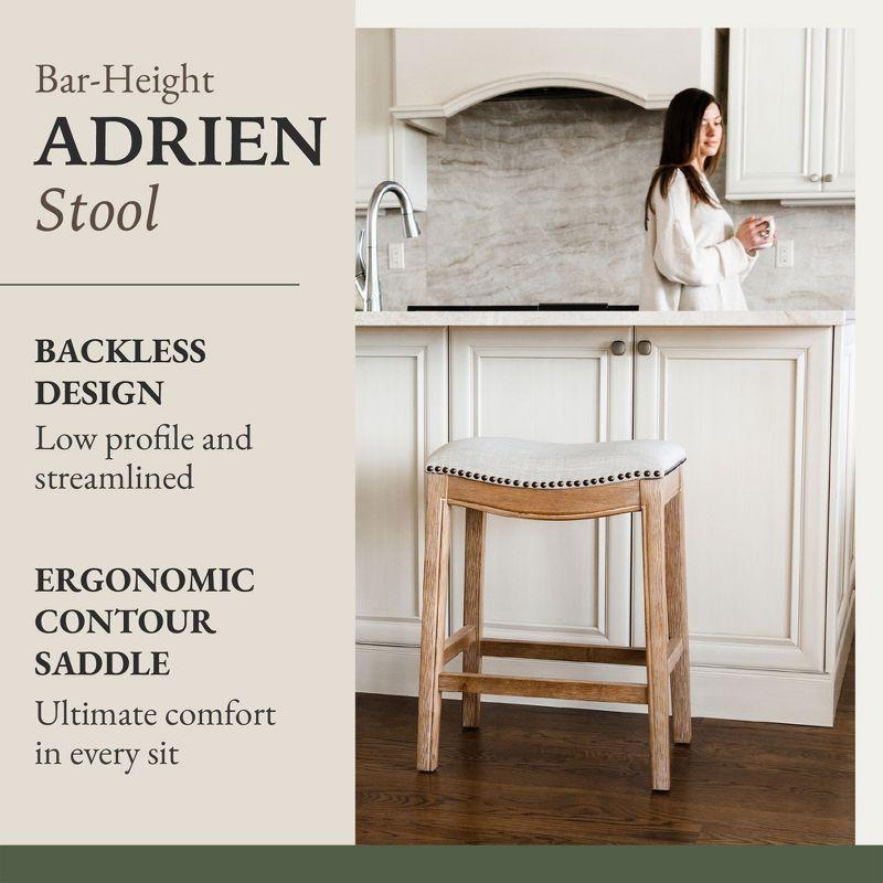 Maven Lane Maven Lane Adrien Saddle Bar Stool In Aged Black Finish 31" With Snow White Fabric Upholstery