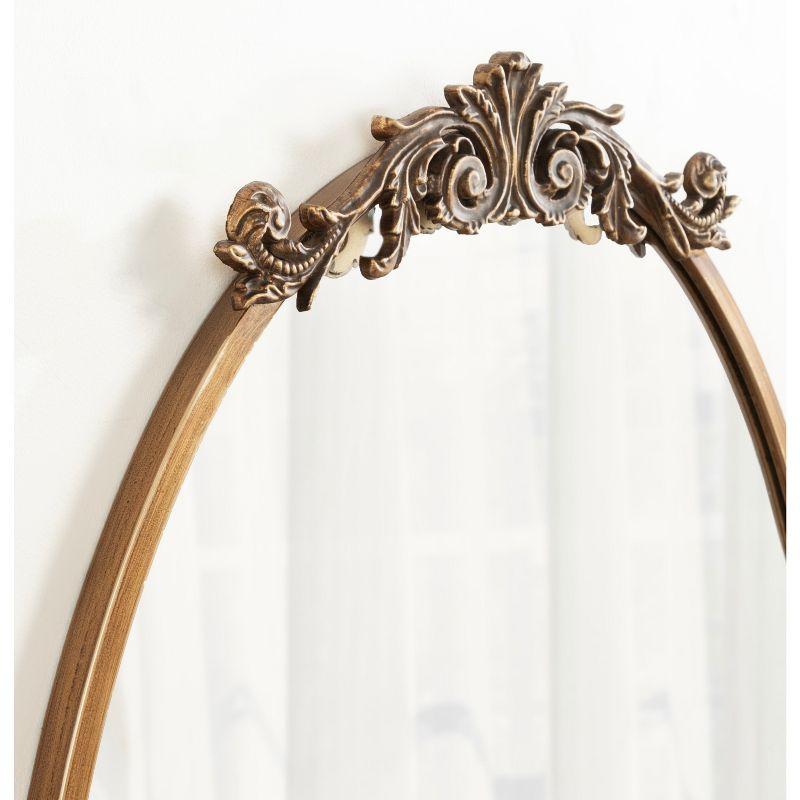 Kate & Laurel All Things Decor 24"x36" Arendahl Traditional Vertical Oval Wall Mirror Antique Gold: Ornate, No Assembly Required