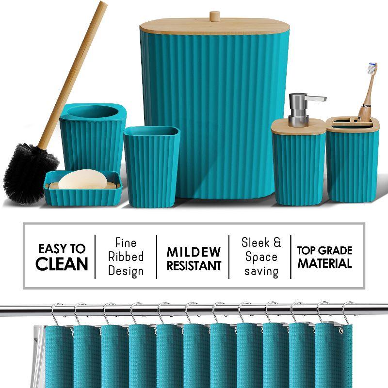 Bathroom Accessories Set with Shower Caddy and Bath Rugs - 27PC Bathroom Accessory Set with Shower Caddies & Teal Bath Rugs, Shower Curtain Set