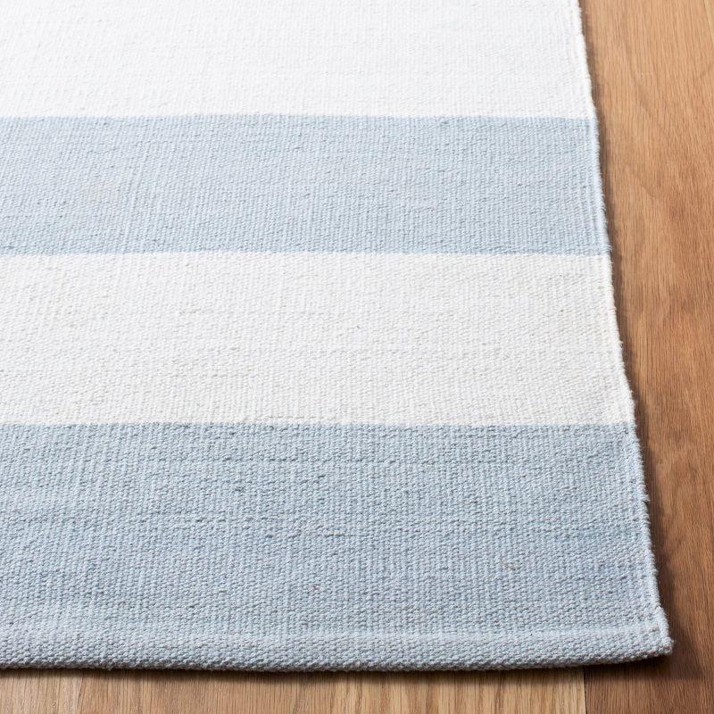 Coastal Stripe Blue and Ivory Cotton Runner Rug - 27"x11"