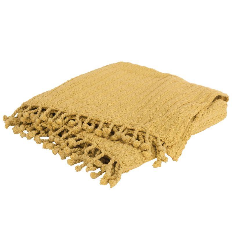 Golden Knitted Cotton Reversible Throw Blanket