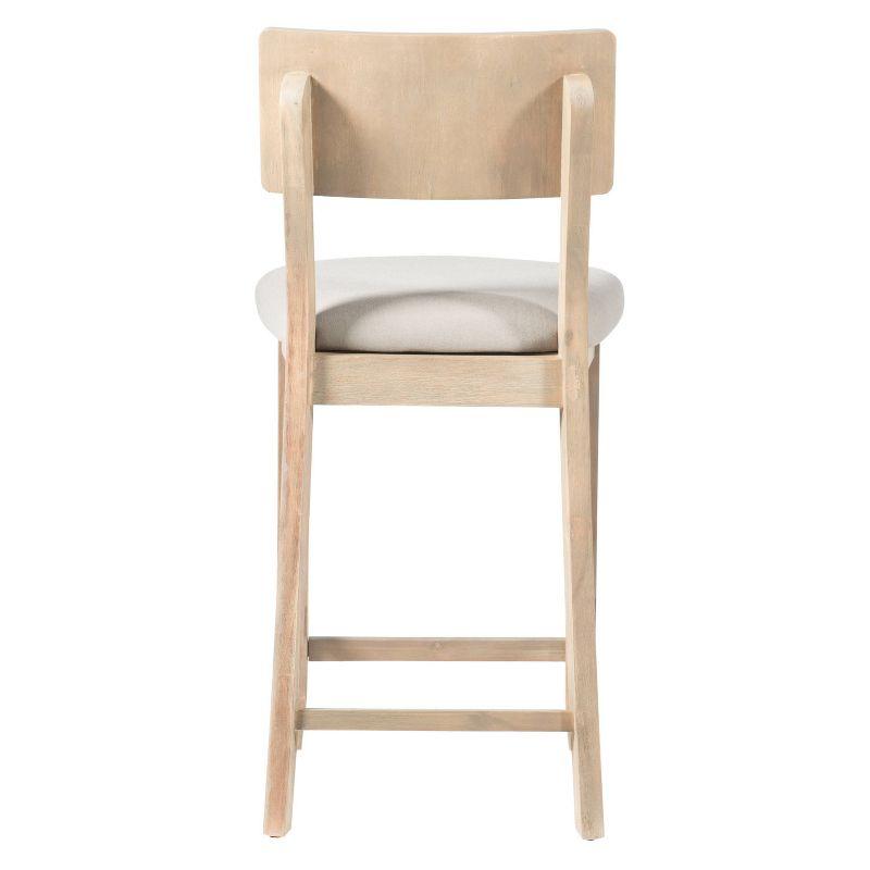 Gray Wood Backless Counter Stool with Padded Seat