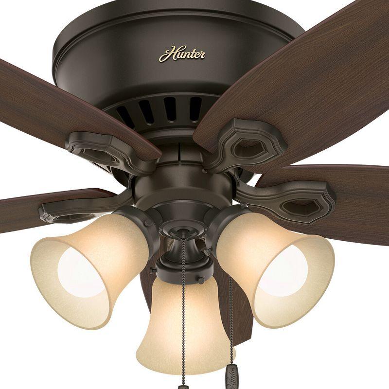 42" Builder Low Profile 5 - Blade Flush Mount Ceiling Fan with Pull Chain and Light Kit Included