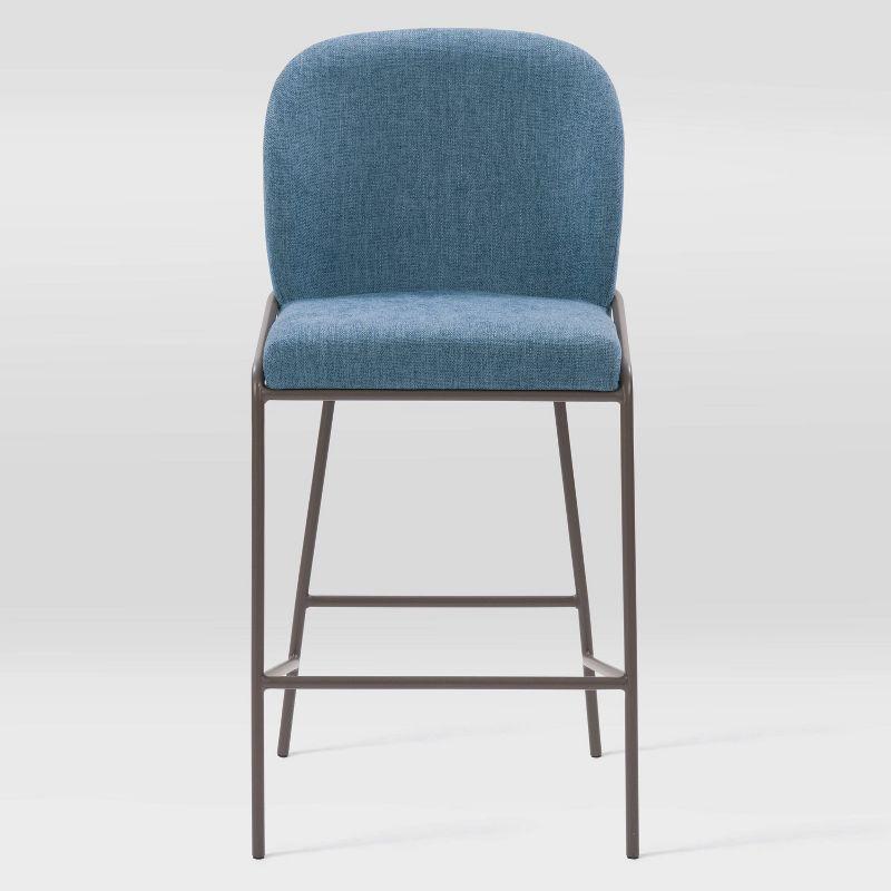 Blakeley Counter Height Barstool Blue - CorLiving: Upholstered, Metal Footrest, Polyester Fiber, Wood Frame