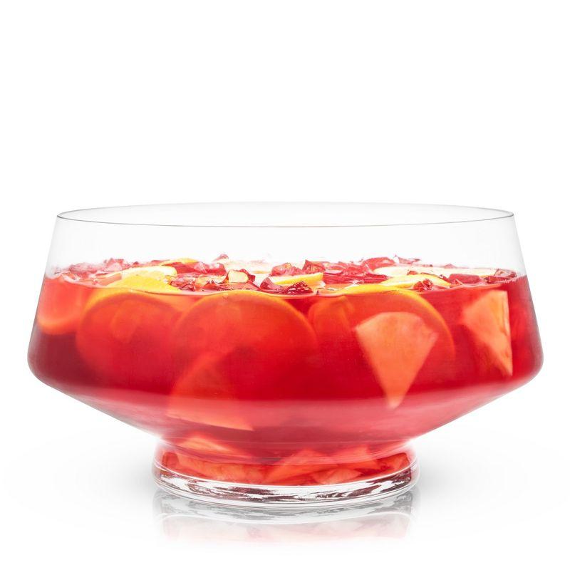 Clear Glass Footed Punch Bowl with Angled Design, 2.5 Gallons