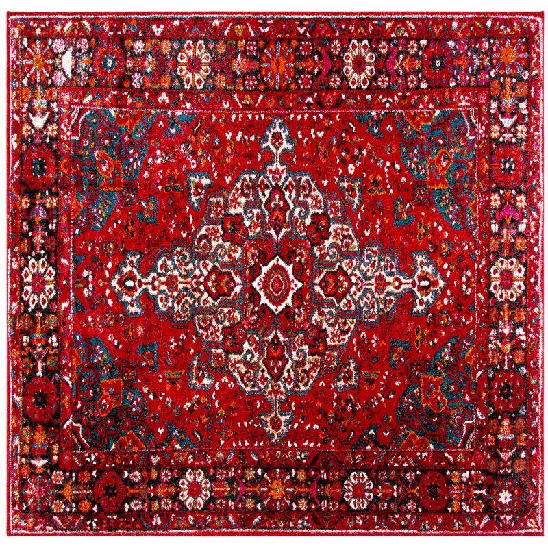 Vintage Hamadan VTH222 Power Loomed Indoor Area Rug - Red/Multi - 6'7"x6'7" - Safavieh