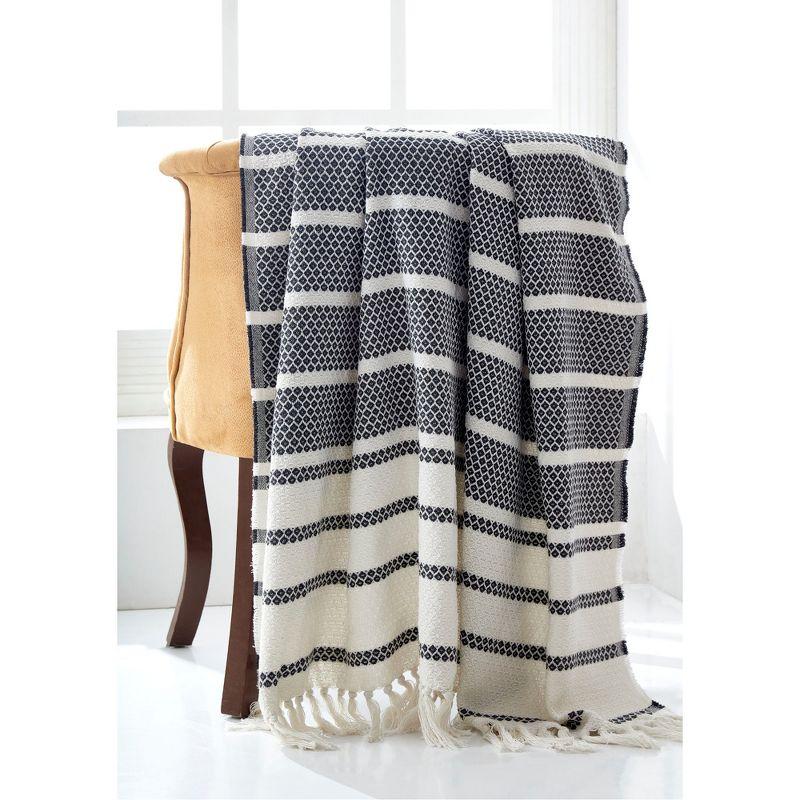 Slate Hilo Knitted Recycled Cotton 70" x 60" Throw Blanket