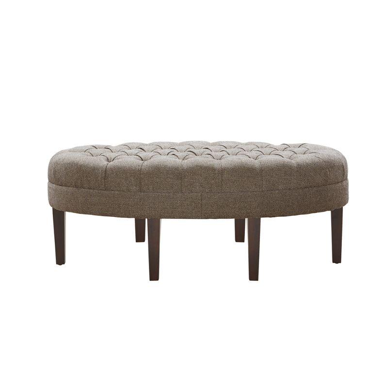 Madison Park Matthew Surfboard Tufted Ottoman Brown: Madison Park Upholstered Oval Bench, Polyester, Foam Filled