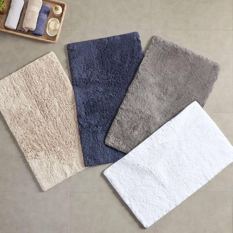 Ritzy White Cotton Tufted 2-Piece Bath Rug Set