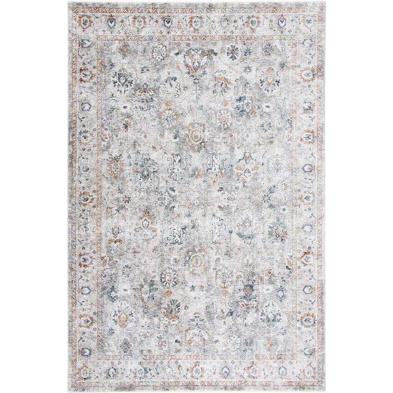 Ivory and Light Grey Rectangular Wool Area Rug, 4' x 6'