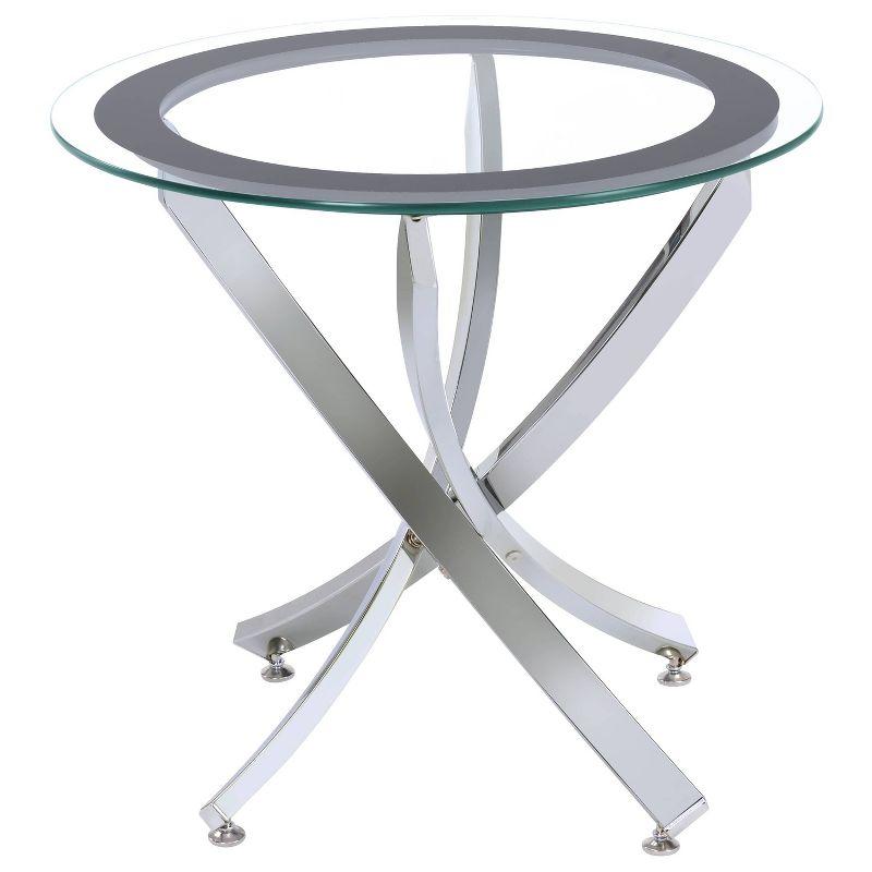 Brooke Round Chrome End Table with Glass Top