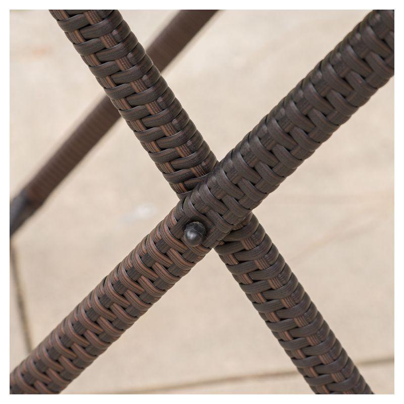 Margarita Square Wicker Bar Table Brown - Christopher Knight Home: Weather-Resistant, Iron Frame Patio Dining