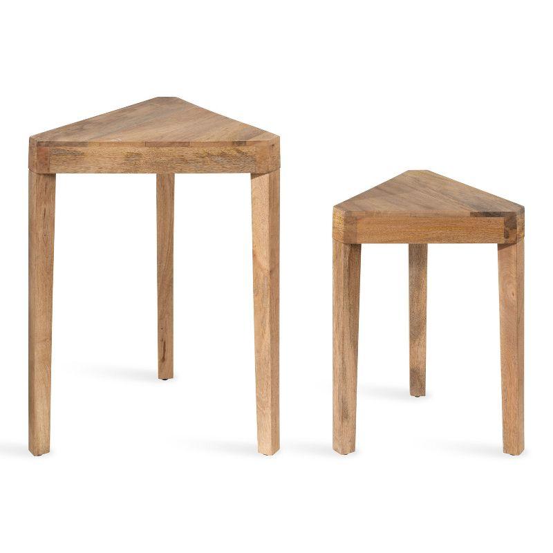 Kate and Laurel Talcott Triangle Wood Nesting Table, 2 Piece, Natural