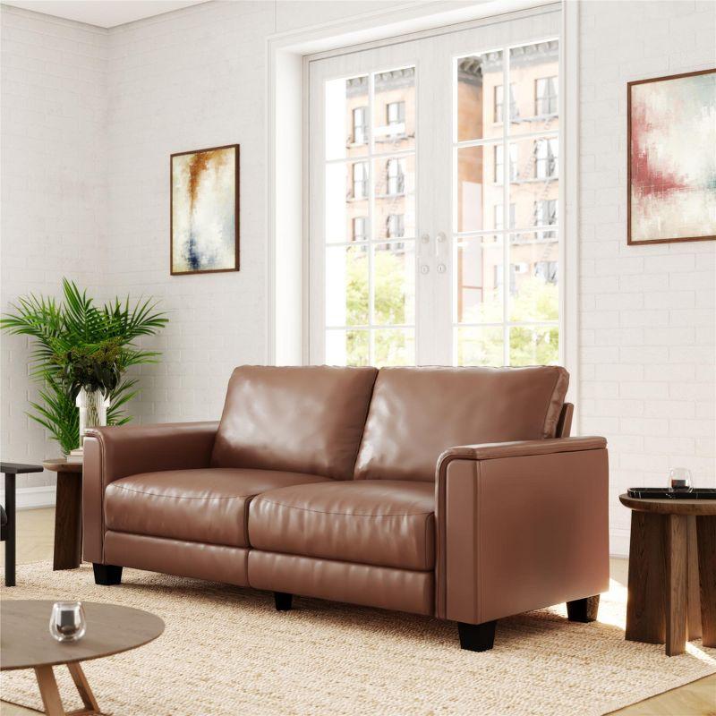 DHP Colton 3-Seater Upholstered Sofa, Camel Faux Leather