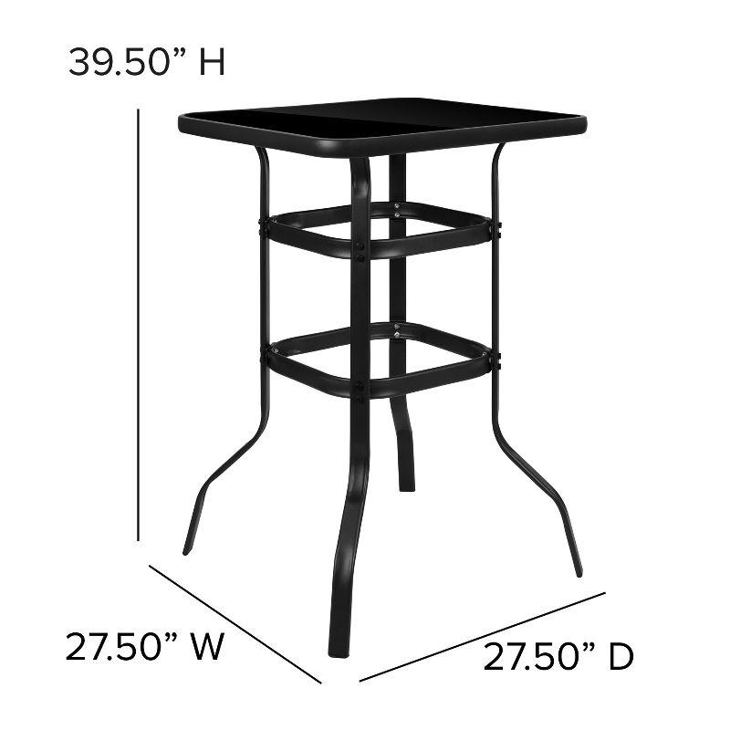 Gray 4-Person Steel and Glass Outdoor Bistro Set