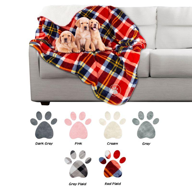 ULIMUS Waterproof Pet Blanket - 50X60 Reversible Plaid Throw Protects Couch, Car, Bed From Spills, Stains, Or Fur - Dog And Cat Blankets (Red)