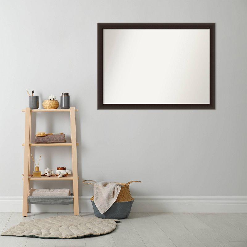 Amanti Art 42"x31" Non-Beveled Romano Espresso Narrow Wood Wall Mirror: Modern Rectangle Design