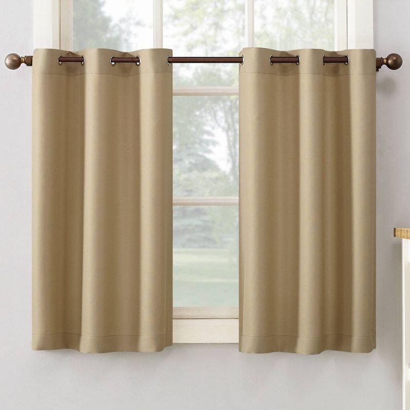 Taupe Sheer Grommet Kitchen Curtain Tier Pair, 24 Inch