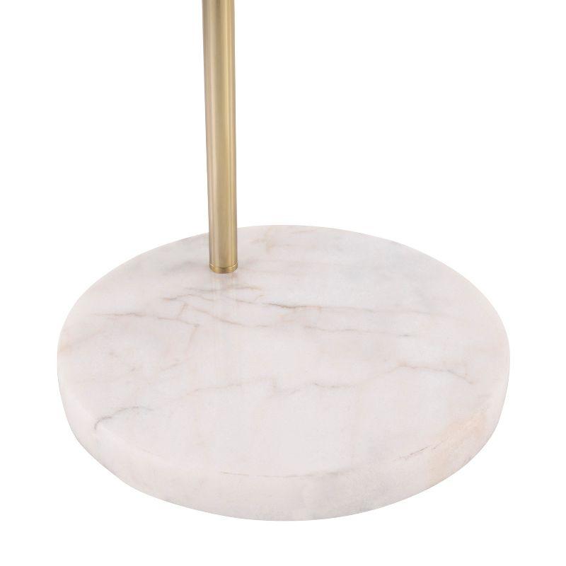 Everly Quinn Marcel Contemporary Floor Lamp In White Marble, Gold Metal And Blue Glass