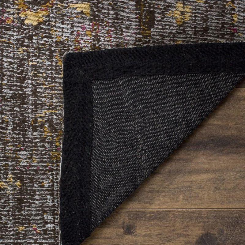 Gray and Gold Flat Woven Rectangular Cotton Area Rug