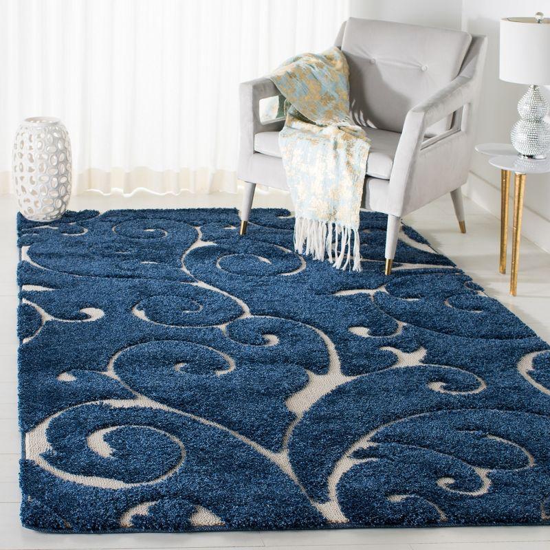 Florida Shag SG455 Power Loomed Indoor Area Rug - Dark Blue/Cream - 5'3"x7'6" - Safavieh.