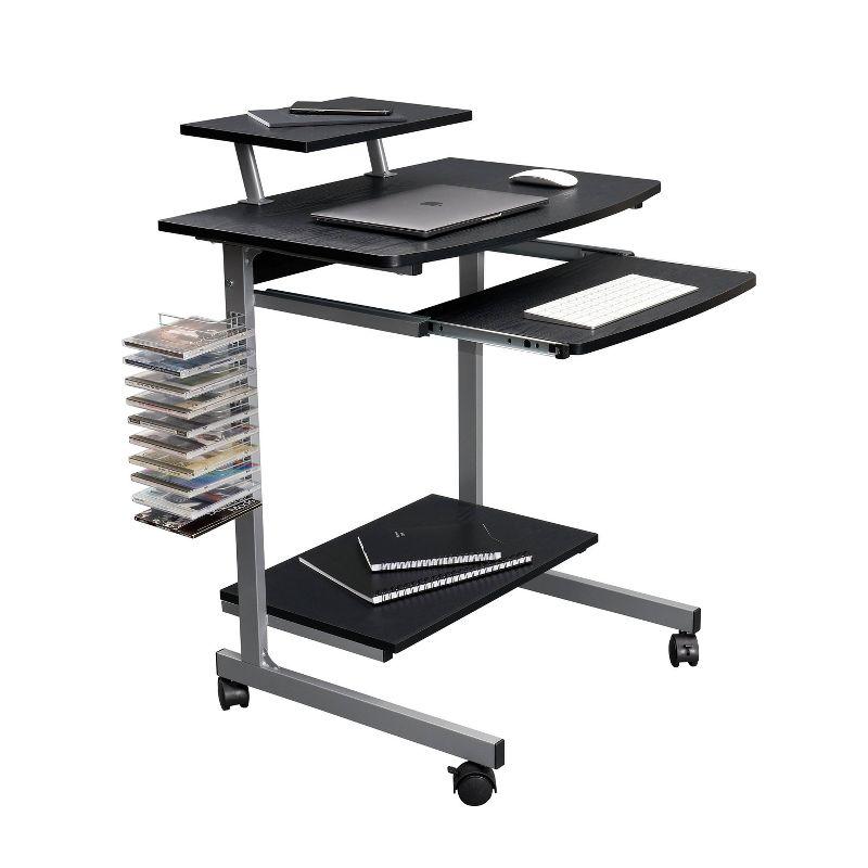 Espresso Compact Workstation Cart with Slide-Out Keyboard Tray