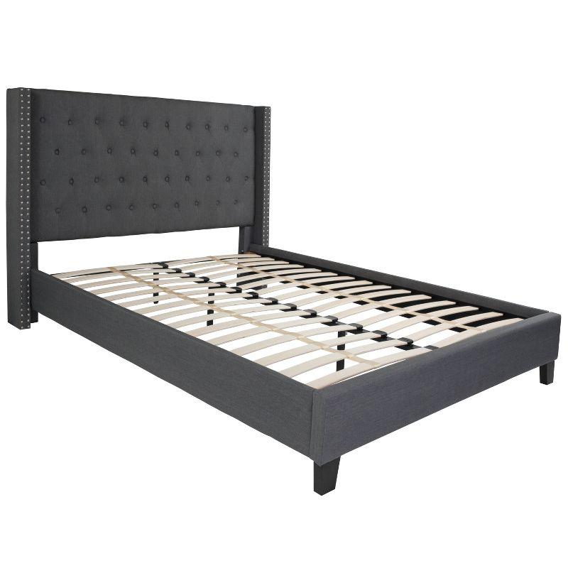 Flash Furniture Riverdale Queen Size Tufted Upholstered Platform Bed in Dark Gray Fabric