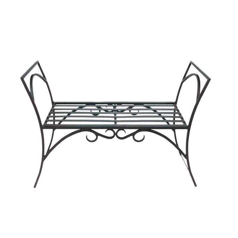 Black Wrought Iron Arbor Bench with Curved Design