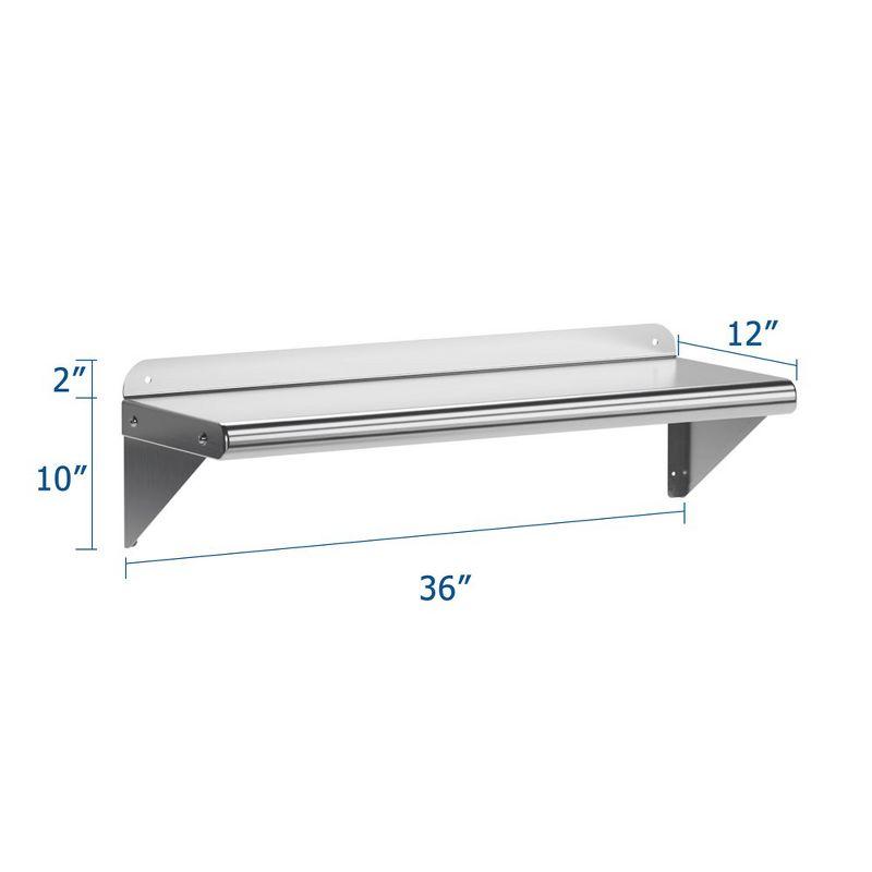 Whizmax Stainless Steel Shelf 12" x 72",260 lb [NSF Certified] Metal Wall Mount Shelf with Backplash for Restaurant, Laundry Room, Kitchen and Garage