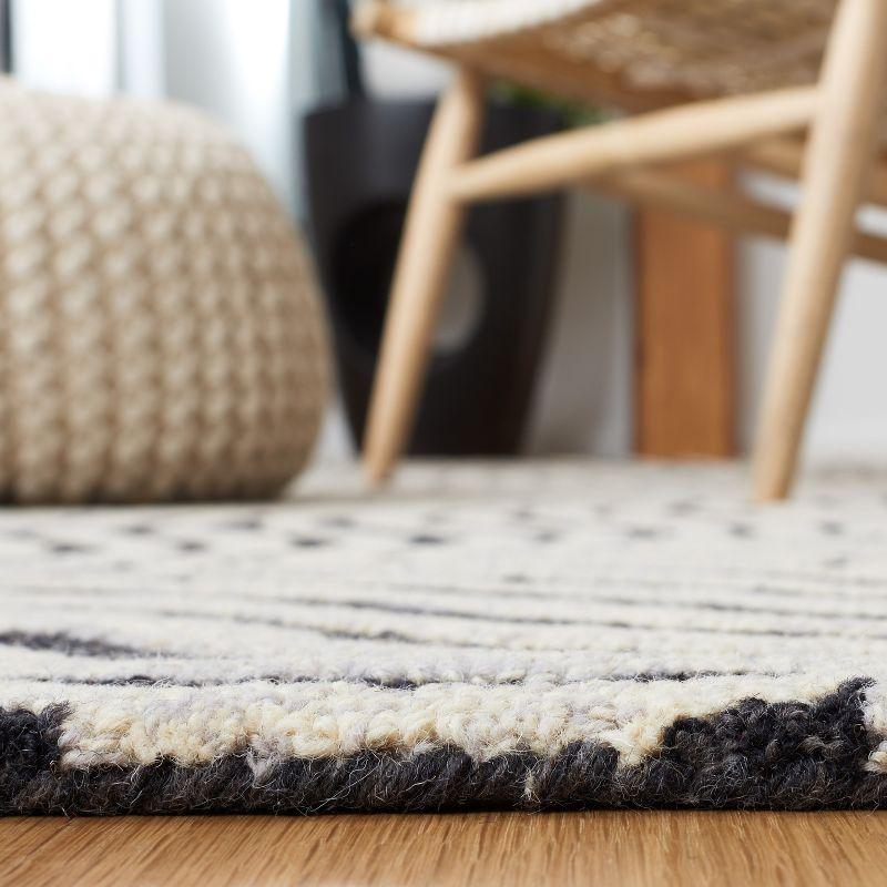 Black and Beige Hand-Tufted Wool Rectangular Area Rug