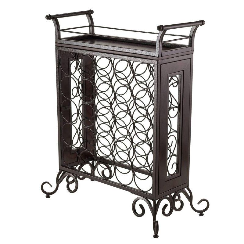 Silvano Dark Bronze Metal and Wood Wine Rack with Removable Tray