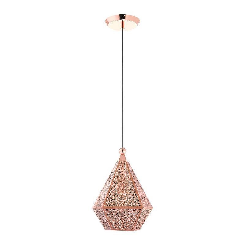 Rose Gold Filigree Metal Indoor/Outdoor LED Pendant Light