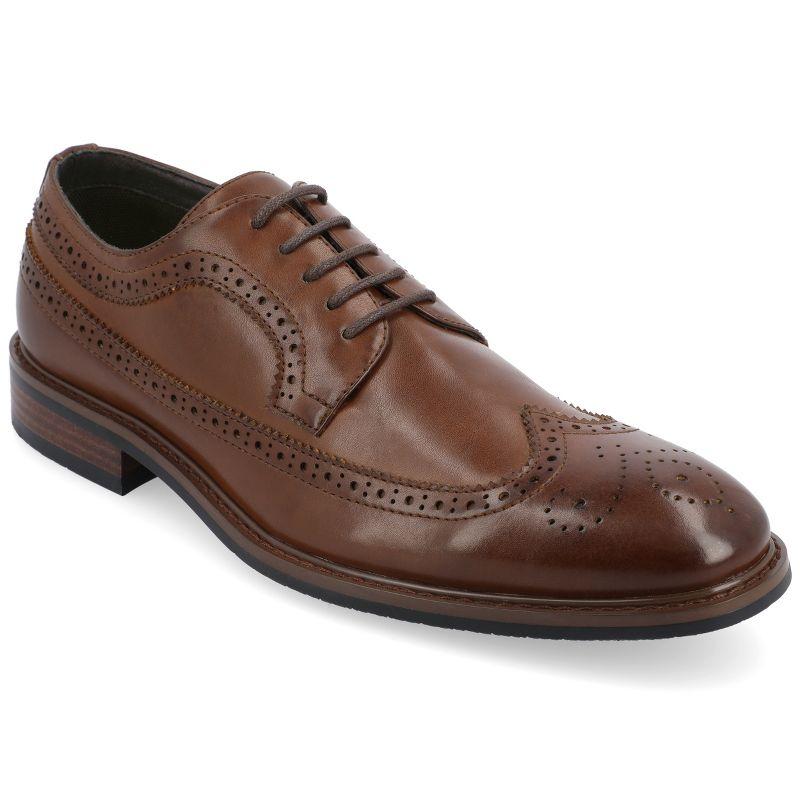 Brown Faux Leather Wingtip Lace-up Dress Shoe, Size 9.5